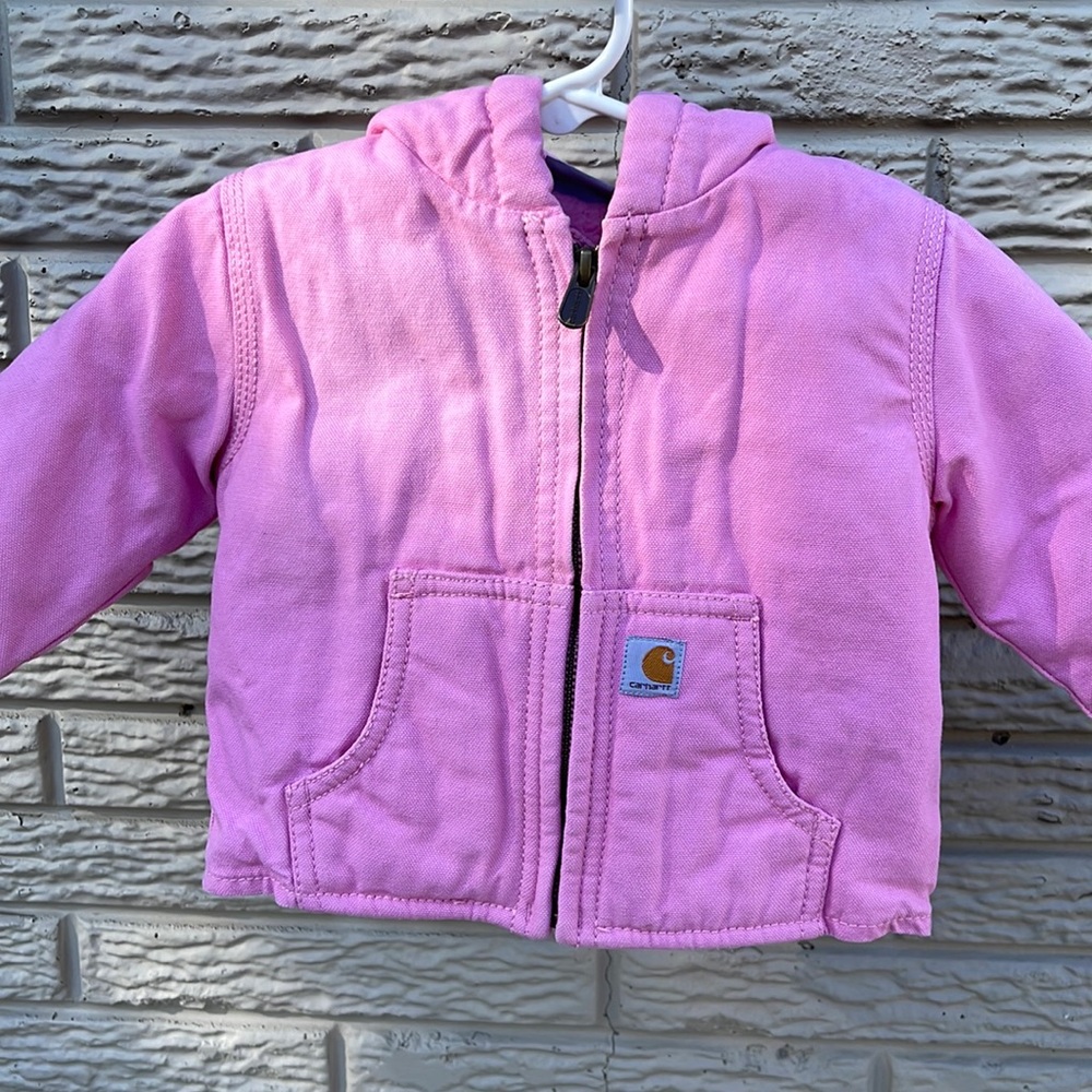 Carhartt Baby Pink Redwood Jacket Sherpa Lined Size 6 Months